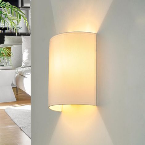 Wandleuchte ALICE in Weiß Stoff Schirm modern E27