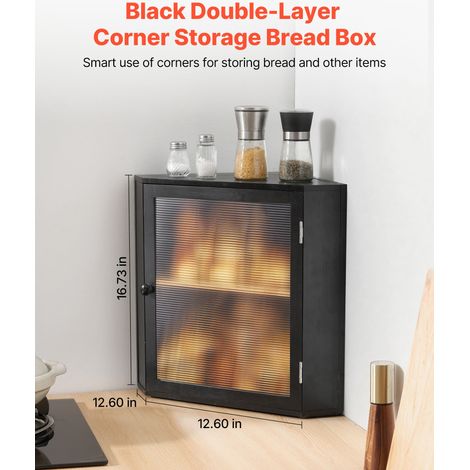 Boîte à Pain d'Angle pour Comptoir de Cuisine 2 Niveaux, Récipient de Stockage pour Pain de Style Ferme, Grande Capacité, avec Pann… (1/5)