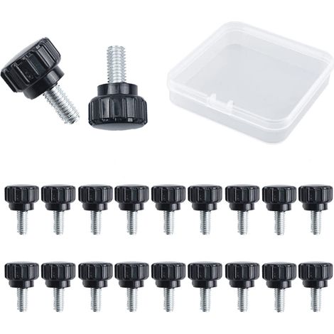 Lot de 20 vis moletées M5 x 10 mm en acier au carbone avec poignée filetée pour machine avec coffret de rangement (1/5)