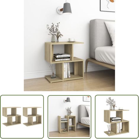 The Living Store Nachttische 2 Stk. Sonoma-Eiche 50x30x51,5 cm Holzwerkstoff - Nachttisch - Wohnzimmermöbel - Beistelltisch - Holzwerkstoff Möbel - Sonoma Eiche (1/5)