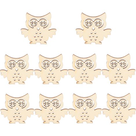 10 pièces Artisanat en Bois en Forme de Chouette Couleur Naturelle pour Décoration Intérieure Fait Main (1/5)