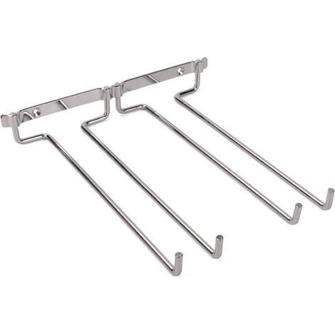 Porte-verres suspendu en fer chromé – Support mural pour 3 à 5 verres à vin – Installation simple sous étagère – Rangement élégant