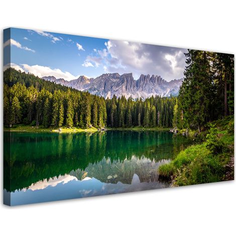 Stampe su Tela, Paesaggio lago montagne foresta natura, 80x40 (1/5)