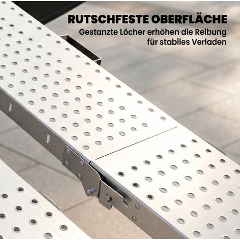 Lot de 2 rampes de chargement pliables en métal galvanisé, 180 x 25,5 x 6,5 cm, 200 kg par rampe, largeur de pneu 22,5 cm, avec poignées et surface antidérapante – CHICFURN (1/5)
