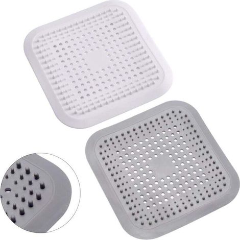 YMYNY 2Pcs Silicone Attrape Cheveux Douche avec Ventouse, Protection de Drain Filtre Evier, Universel Filtre à Cheveux pour Salle de Bain, Baignoire, Cuisine (Blanc + Gris)
