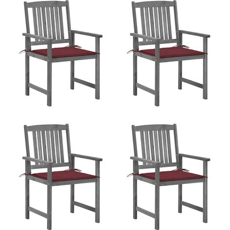 Lot de 4 Chaises de jardin avec coussins - Chaises d'extérieur pour terrasse/jardin Gris Bois d'acacia massif BV157945 - BonneVie (1/5)