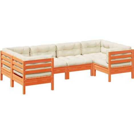 Maison Exclusive - Set de sofás jardín 6 pzas con cojines madera (1/5)