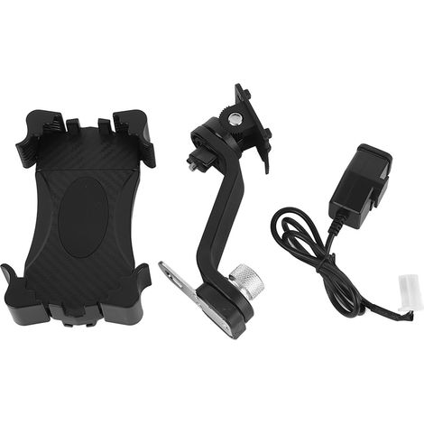 Support téléphone moto avec chargeur, noir, étanche GPS universel pour guidon motocyclette, fixation smartphone motard, câble USB inclus, compatible 4,7-6,8 pouces (1/5)