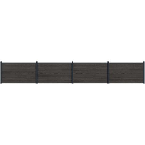 Fence Panel 4 pcs WPC and Aluminium Black vidaXL
