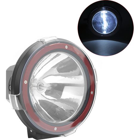 Projecteur de toit avant HID 7 pouces, lampe de recherche, modification de véhicule, 12-24 V, 55 W, anneau rouge (1/5)