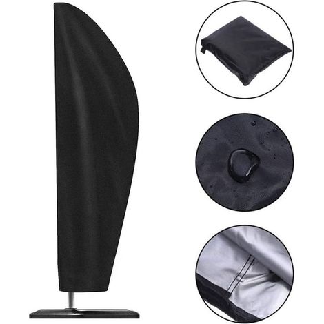 Couverture pour Parasol, 280cm Jardin Parasol Couverture/Housse de Protection pour Parasol Oxford Étanche, Noir 308145cm (1/5)