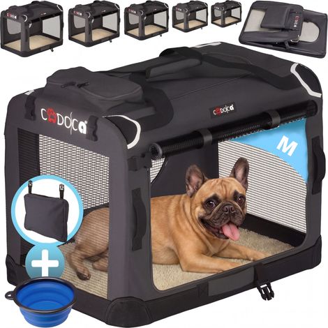 CADOCA® Hundetransportbox faltbar Katzentransportbox Transportbox Autobox Hundebox Box versch. Größen Farbwahl  M - Anthrazit