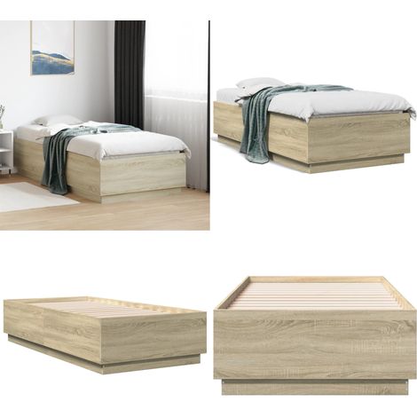 Bettgestell Sonoma-Eiche 75x190 cm Holzwerkstoff - Holzbettfassungen - Bettenrahmen - Doppelbett - Einzelbett - Eiche Möbel - Home & Living (1/5)