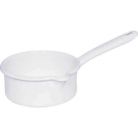 Riess Stielkasserolle Emaille mit grossem Ausguss 14 cm 0,75 Liter Classic Weiß