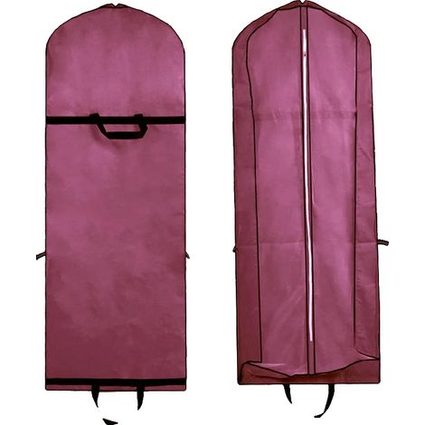 Funda protectora para prendas de vestir, impermeable, plegable, color rojo vino. (1/2)