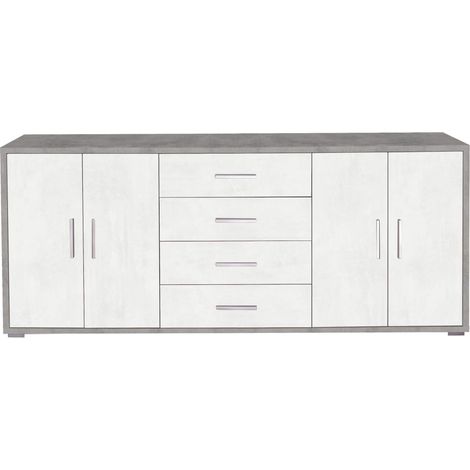 Madia 4 Ante + 4 Cassetti Colore Grigio e Bianco cm 203 x 41 x h. 84 (1/2)