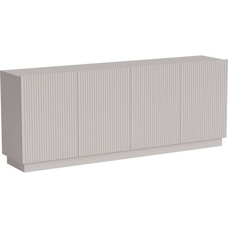 Buffet Masainas, buffet de salon à quatre portes battantes, effet cannelé, 150 x 40 x 48 cm, beige (1/4)