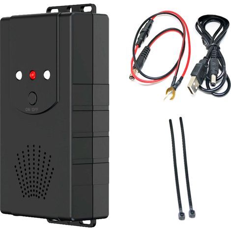 SC-03 Ultrasonic Rodent Repellent, Black, 3 Power Supply Modes (12V, USB, AA Batteries), 60 m² Coverage, Durable PC (1/3)