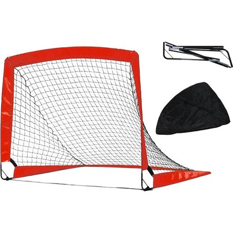 Lot de 2 buts de football détachables en fibre de verre double pour enfants et adultes, filet d'entraînement de football rouge 4x3 pieds (lot de 2) (1/3)