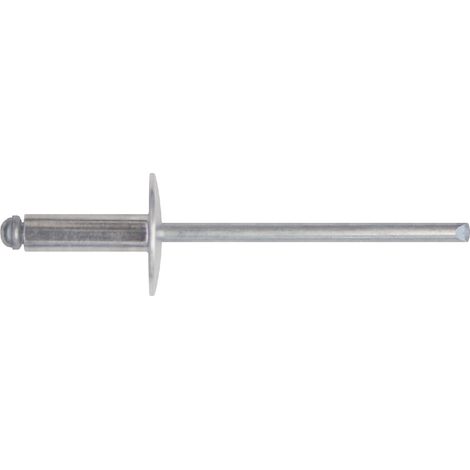 Confezione 100 rivetti corpo in alluminio 4x13 mm chiodo in acciaio zincato a testa larga (1/4)