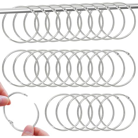 Set mit 40 Gardinenringen aus Metall, leicht zu öffnen, 50 mm Durchmesser, für Schlafzimmer und Badezimmer (1/5)