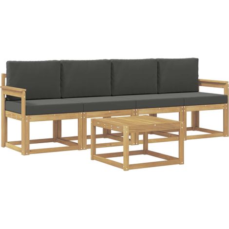 Set di divani da esterno con cuscino 5 pz Salotto da Giardino Bianco e Antracite (1/5)