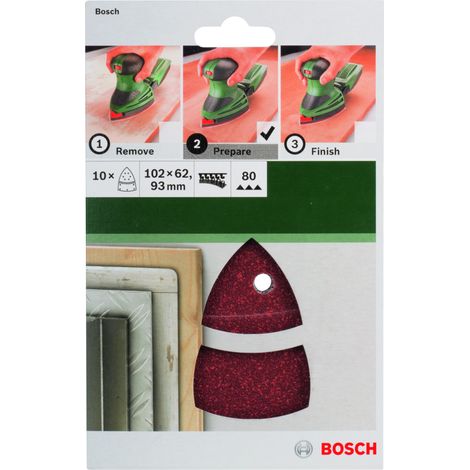 Hojas de lija 10 piezas para lijadora múltiple Gr.80  BOSCH 2609256A63