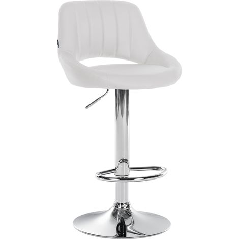 Sgabello da bar x1 con poggiapiedi girevole e regolabile in PVC bianco e metallo 100005213