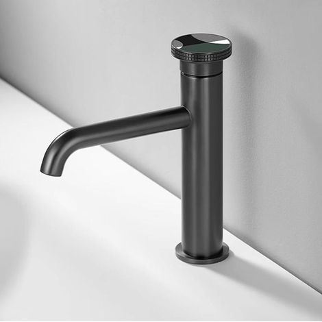 Mitigeur lavabo gris en laiton 1 trou, robinet eau chaude froide design moderne installation facile salle de bain (1/5)