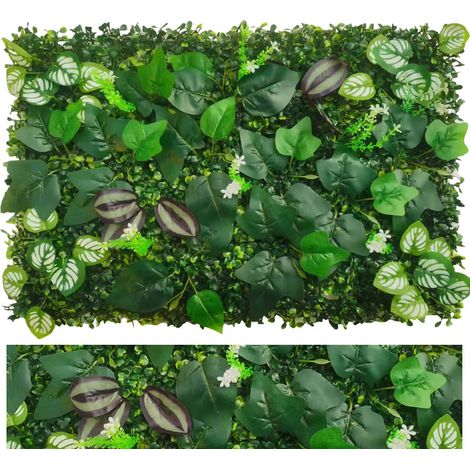 Künstliche grüne Wand, künstliche Hecke, UV-geschützter Sichtschutzzaun, künstliche Vegetationskulisse, 60 cm x 40 cm (1/5)