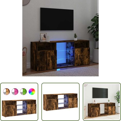 LED-Leuchten - TV-Schrank mit LED-Leuchten Räuchereiche 120x30x50 cm (1/5)
