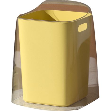Poubelle de bureau sans couvercle, grande capacité, mini-poubelle de comptoir pour chambre ou salon, jaune (1/5)