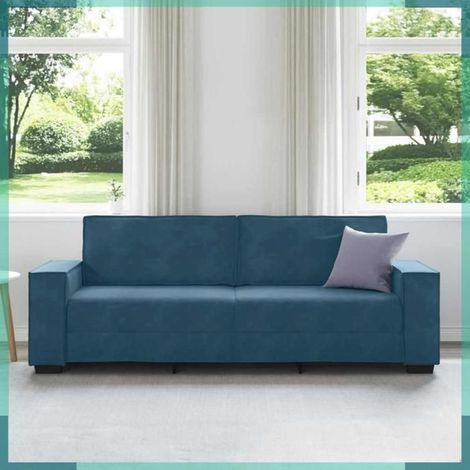 Canapé - 4105039 - 3 places - Velours bleu - 220x78x84 cm (1/5)