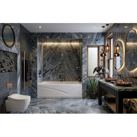 Baignoire LINEA avec tablier et appui tête, 150/170/180 et 190 x 70 x 58 cm - 170cm