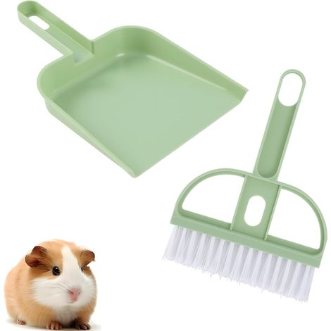 Kit de Nettoyage pour Cage de Petit Animal - Brosse et Pelle Miniature pour Lapin, Cochon d'Inde, Hamster, Chinchilla - Balayette Compacte pour un Nettoyage Facile du Quotidien (1/4)