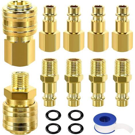 Raccord Rapide Air Comprimé Tuyau Compresseur Pneumatique 1/4"BSP, Raccords Européen pour Or (1/4)
