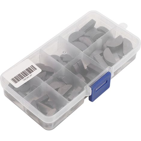 Assortiment de 80 clés Woodruff semi-circulaires en acier inoxydable de différentes tailles avec boîte de rangement (1/5)