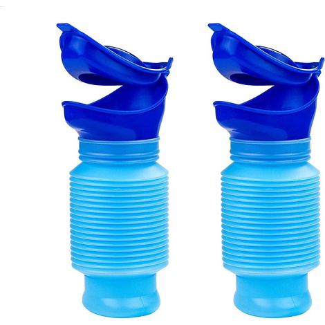 Lot de 2 urinoirs portables, urinoirs rétractables avec gant, urinoirs unisexes pour le camping, les activités de plein air et la voiture (1/4)