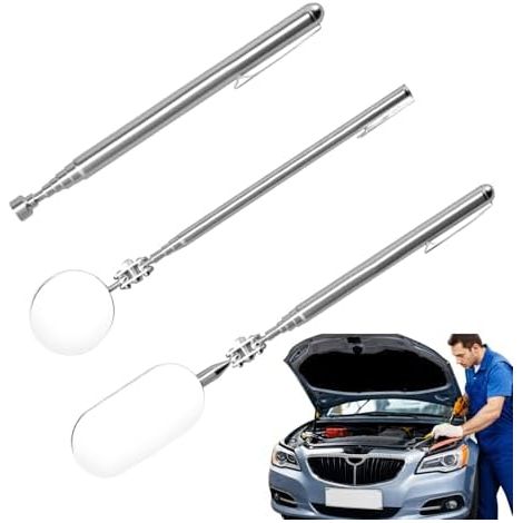 Miroir Télescopique, d'Inspection Automobile avec Manche Extensible, Accessoire de Maintenance Robuste et Pliable pour Soudage, Réparation Domestique Bricolage - (1/5)