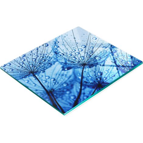 Tablero decorativo multifuncional de vidrio templado con dise帽o de dientes de le贸n, 60x52 cm.