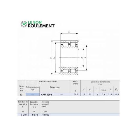 Roulement à rouleaux cylindriques NAU4903-IKO