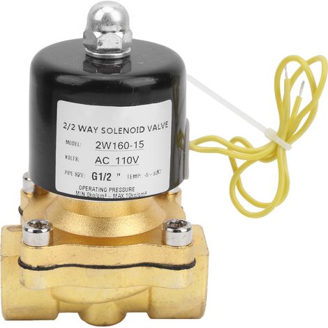Électrovanne électrique en laiton AC110V 1/2 pouces NPT normalement fermée pour eau, Air, gaz Diesel