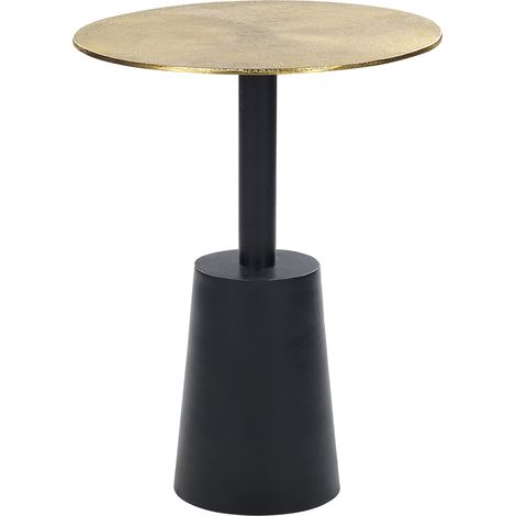 Mesa auxiliar de metal dorado negro 36 cm hecho a mano forma geométrica Tanami