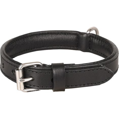 Collier Cuir S 26-32 cm ARIZONA noir pour chien. - Flamingo
