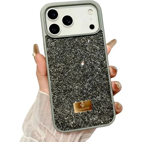 (Gris, iPhone Air) Coque de téléphone luxueuse à couverture intégrale, ornée de zircons et de diamants, aux reflets irisés. (1/3)