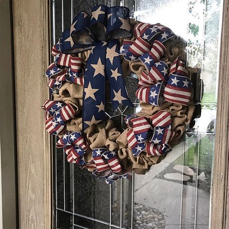 Wreath Porte - Rouge Blanc Bleu - Style Rustique - Pour Porte D'Entrée Intérieur Extérieur - 40 Cm - 1 Pièce (1/5)