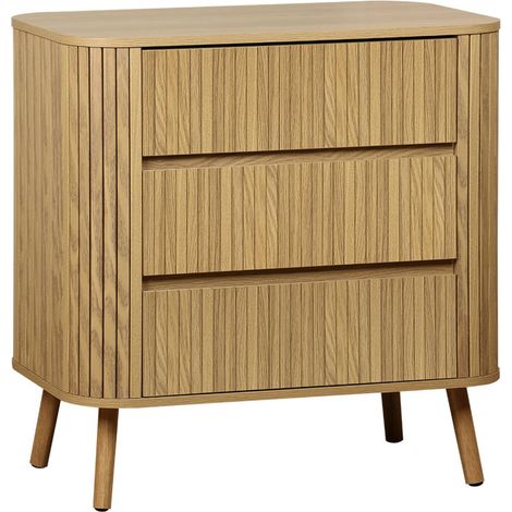 sweeek - Kommode mit geriffeltem Holzkdekor 3 Schubladen (1/5)