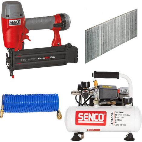 Pack menuisier: Cloueur FINISH PRO 18GA + Clous + Compresseur + Tuyaux - SENCO - Senco-B3