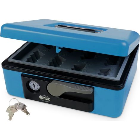 AMIG Coffret à monnaie 2500 230 x 185 x 80 mm Acier Bleu (1/4)