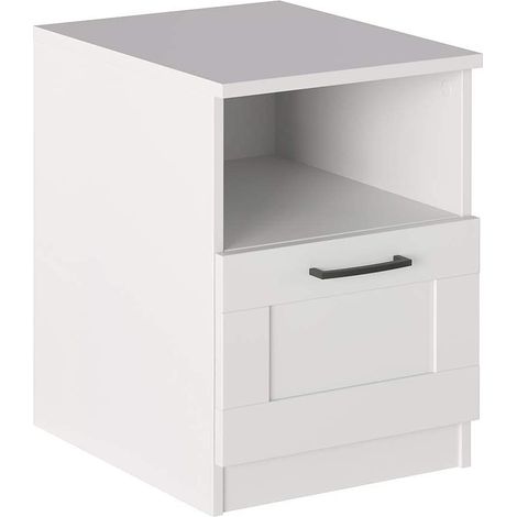 Comodino  40x44,5x53,5 cm bianco opaco con un cassetto ed un vano - Silvi